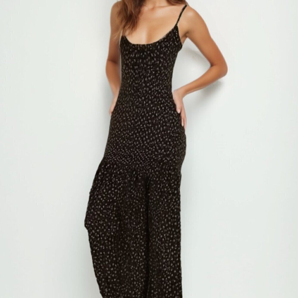 ❤️ PATRONS of PEACE Elegant Black and Orange Sleeveless Dress S *flaw